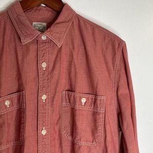 J. Crew Rust Buttoned Up Causal Cotton Chambray Long Sleeve Shirt Mens M